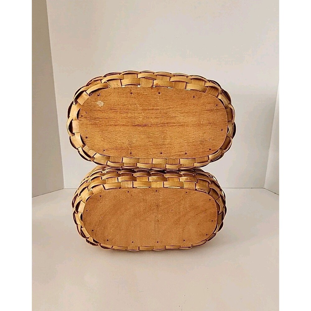 2 Longaberger Style Appreciation Woven Wood Basket For Fruit Vegetables Decor - Picture 6 of 11